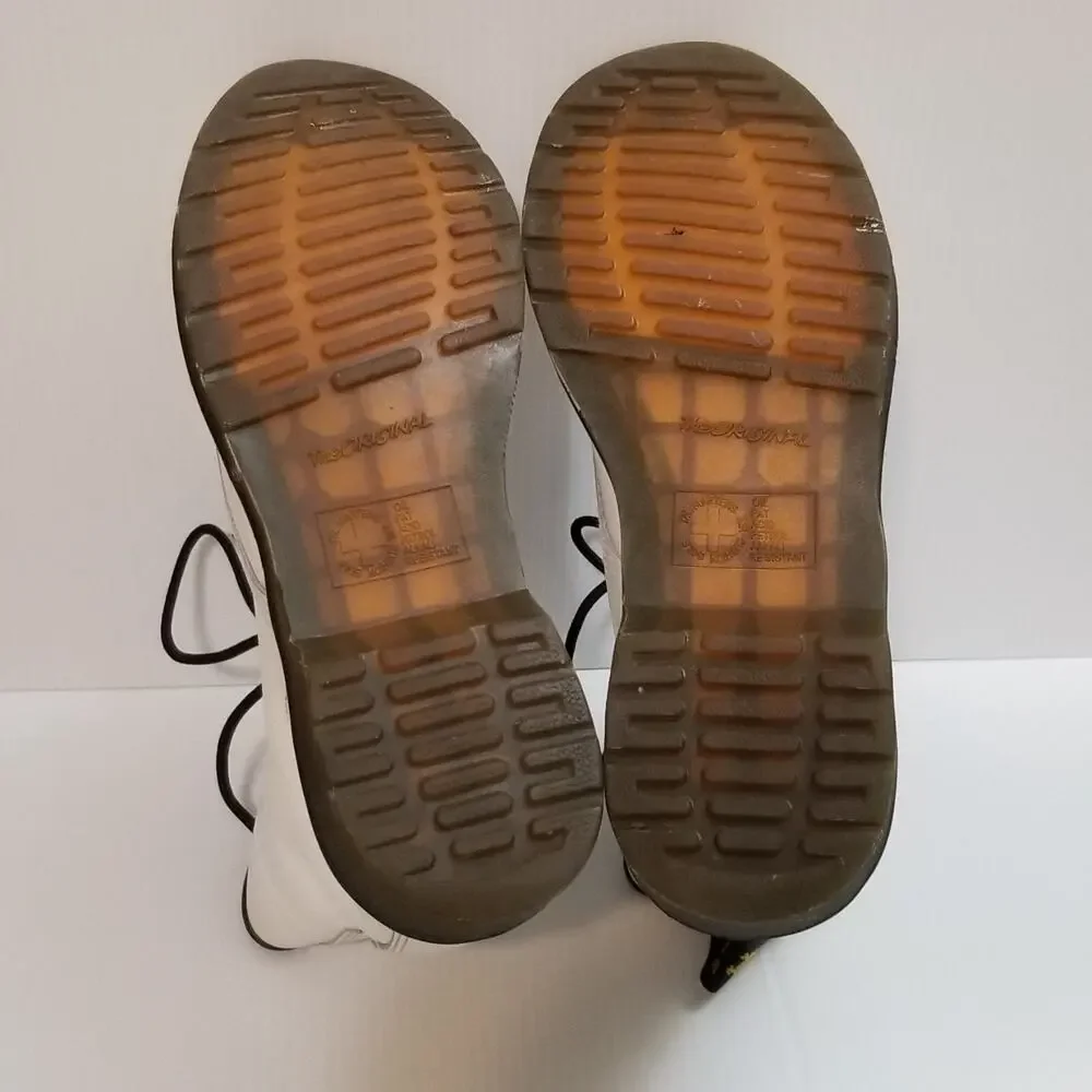 Dr Martens Leather Combat Boot White Women Sz 8 Doc AirWair 11821 Oil Resistant - Picture 9 of 15